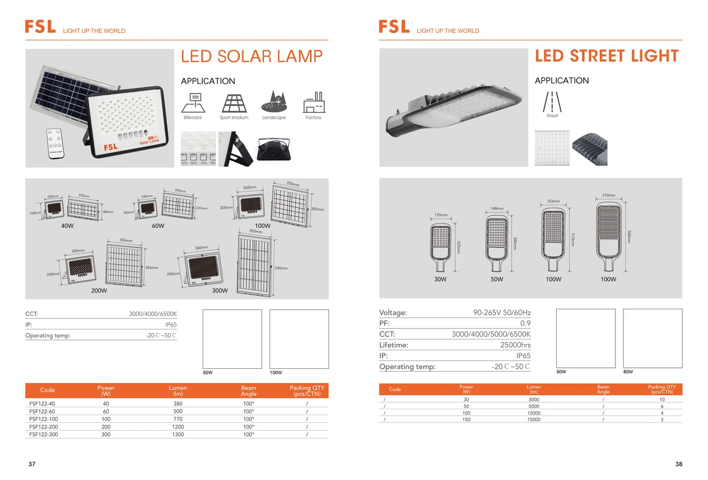 FSL outdoor solar and street lighting catalogue spread