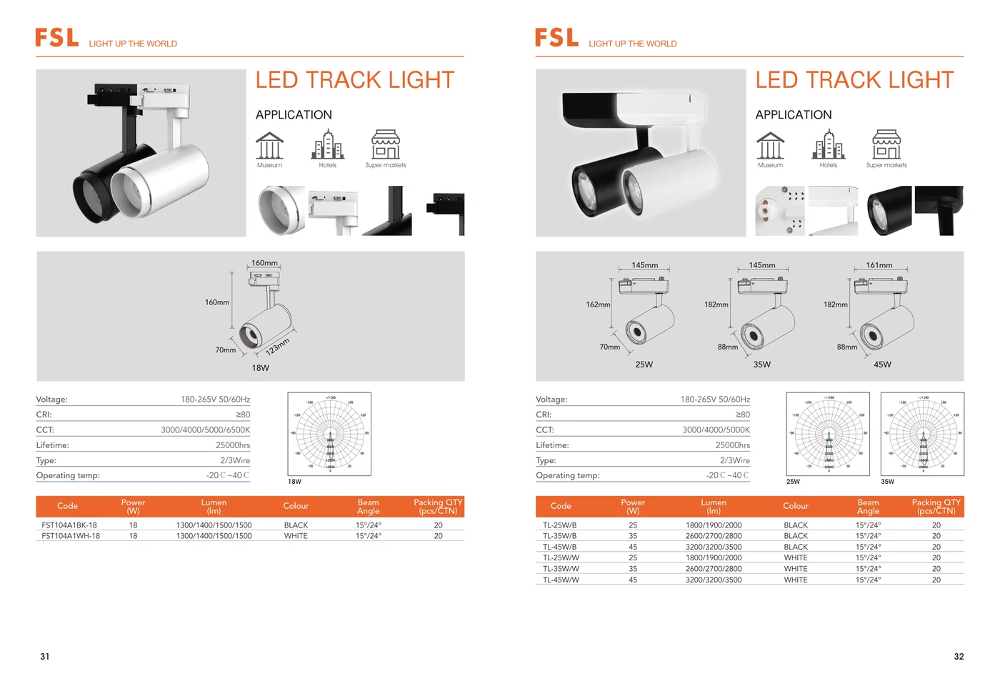 FSL LED track light catalogue spread