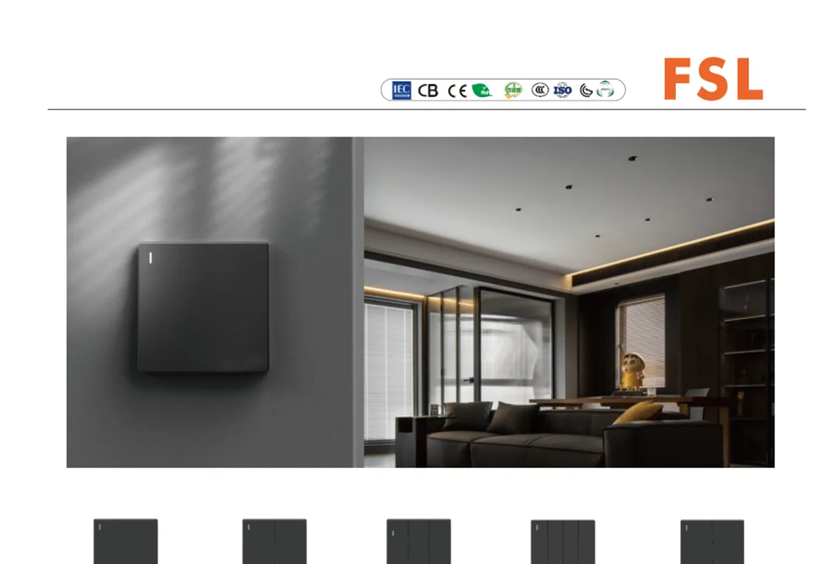 FSL FE Black switch series in a dark interior