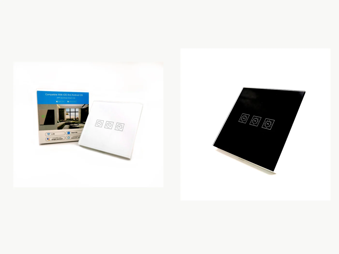 Black and white glass smart switch designs